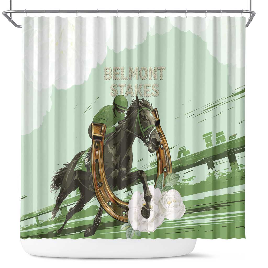 158th Anniversary Belmont Horse Racing Shower Curtain Run for the Carnations