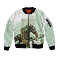158th Anniversary Belmont Horse Racing Sleeve Zip Bomber Jacket Run for the Carnations