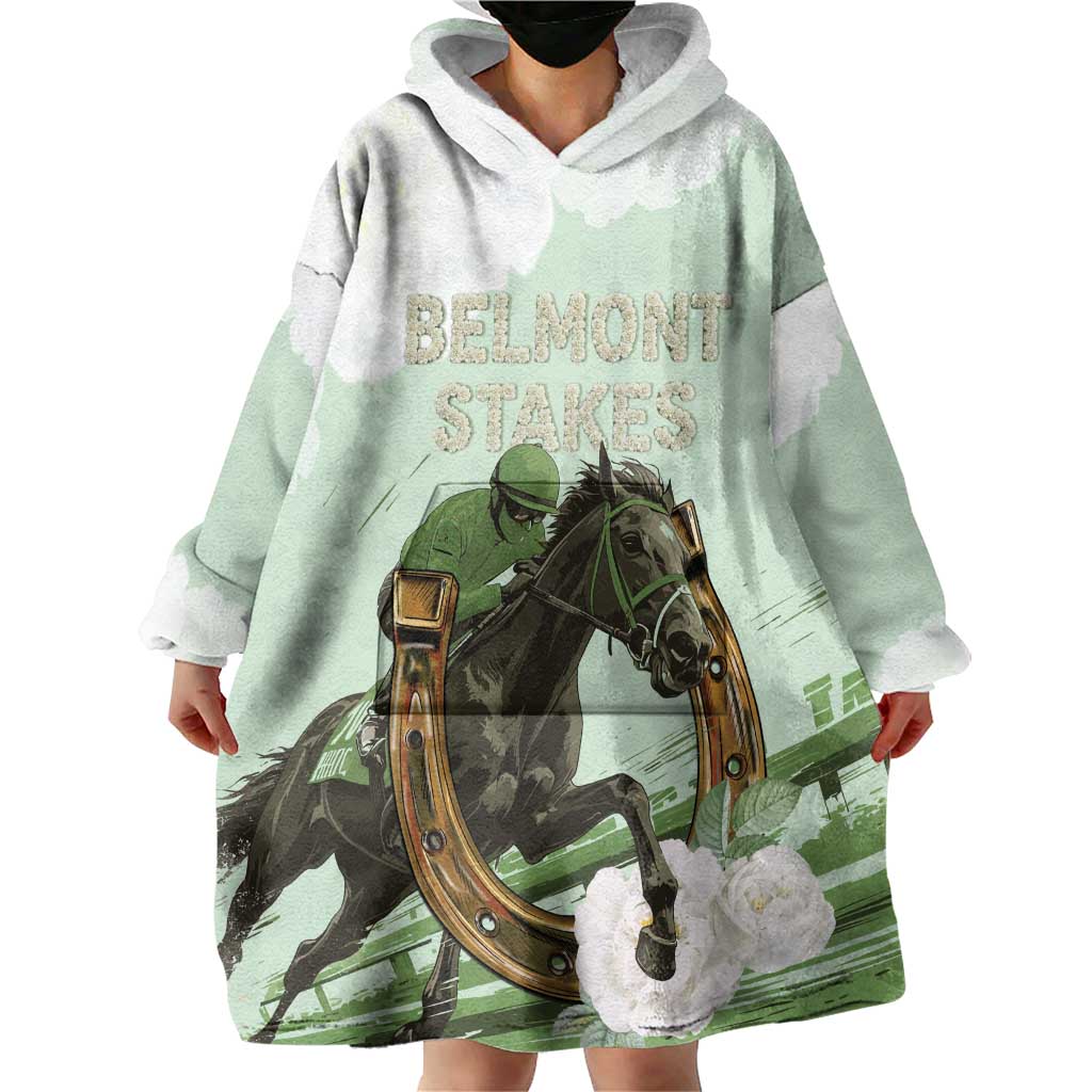 158th Anniversary Belmont Horse Racing Wearable Blanket Hoodie Run for the Carnations