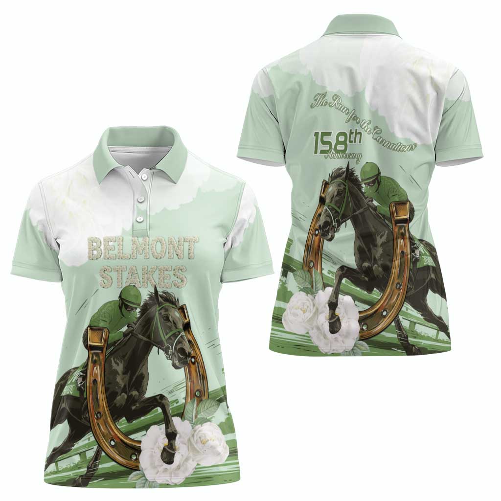 158th Anniversary Belmont Horse Racing Women Polo Shirt Run for the Carnations