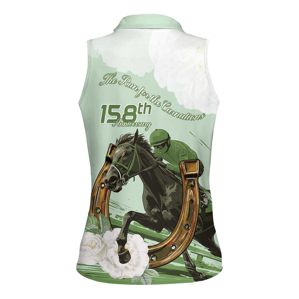 158th Anniversary Belmont Horse Racing Women Sleeveless Polo Shirt Run for the Carnations