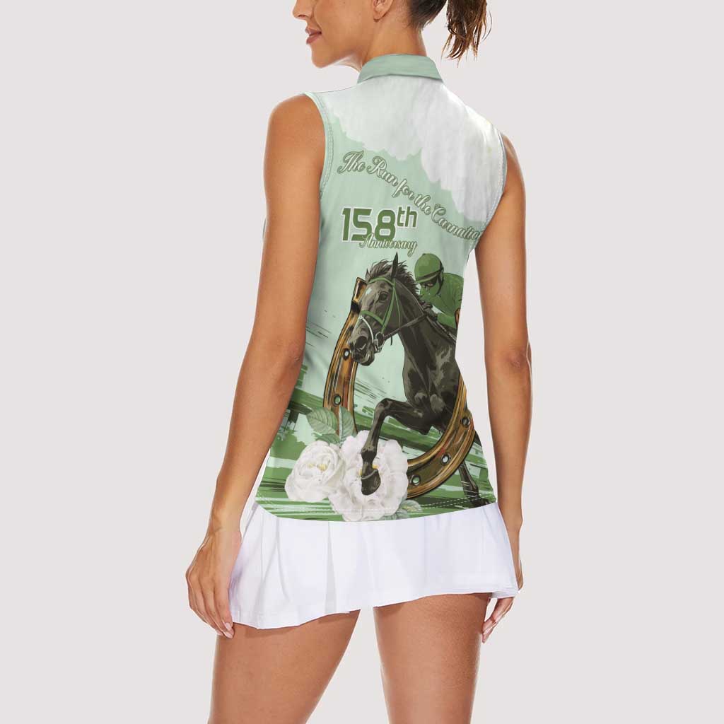 158th Anniversary Belmont Horse Racing Women Sleeveless Polo Shirt Run for the Carnations