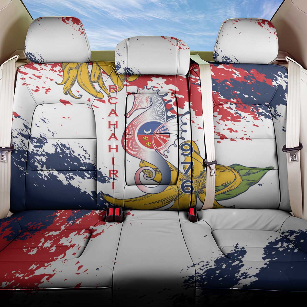 Ra Hachiri 976 Back Car Seat Cover Mayotte Map With Ylang Ylang
