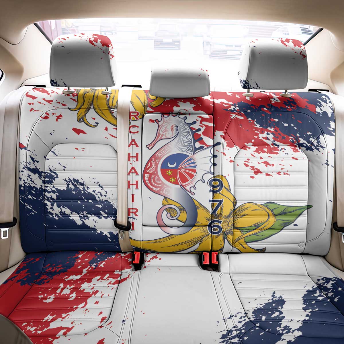 Ra Hachiri 976 Back Car Seat Cover Mayotte Map With Ylang Ylang