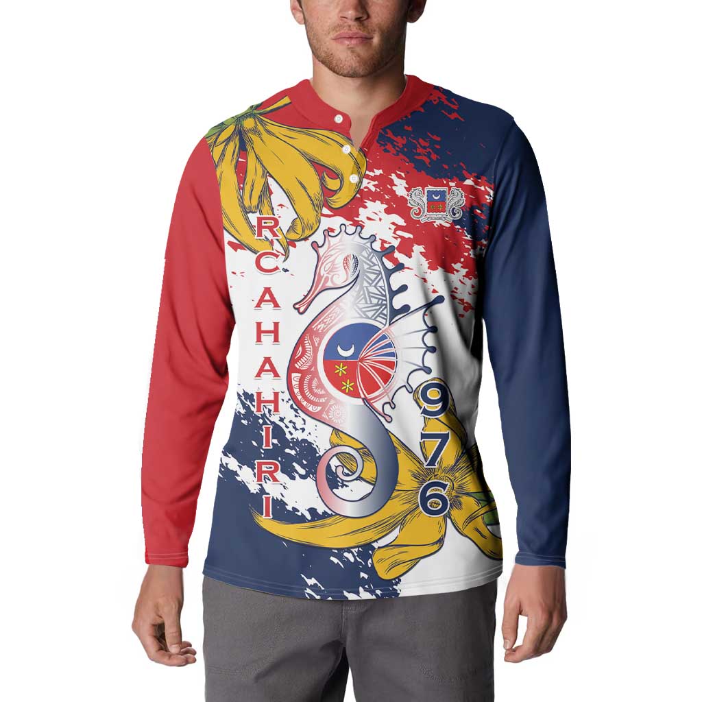 Ra Hachiri 976 Button Sweatshirt Mayotte Map With Ylang Ylang
