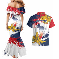 Ra Hachiri 976 Couples Matching Mermaid Dress and Hawaiian Shirt Mayotte Map With Ylang Ylang