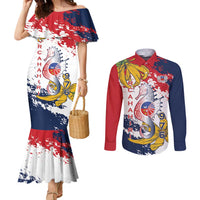 Ra Hachiri 976 Couples Matching Mermaid Dress and Long Sleeve Button Shirt Mayotte Map With Ylang Ylang