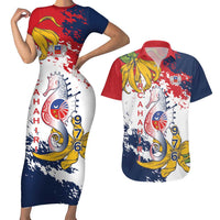 Ra Hachiri 976 Couples Matching Short Sleeve Bodycon Dress and Hawaiian Shirt Mayotte Map With Ylang Ylang