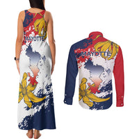 Ra Hachiri 976 Couples Matching Tank Maxi Dress and Long Sleeve Button Shirt Mayotte Map With Ylang Ylang