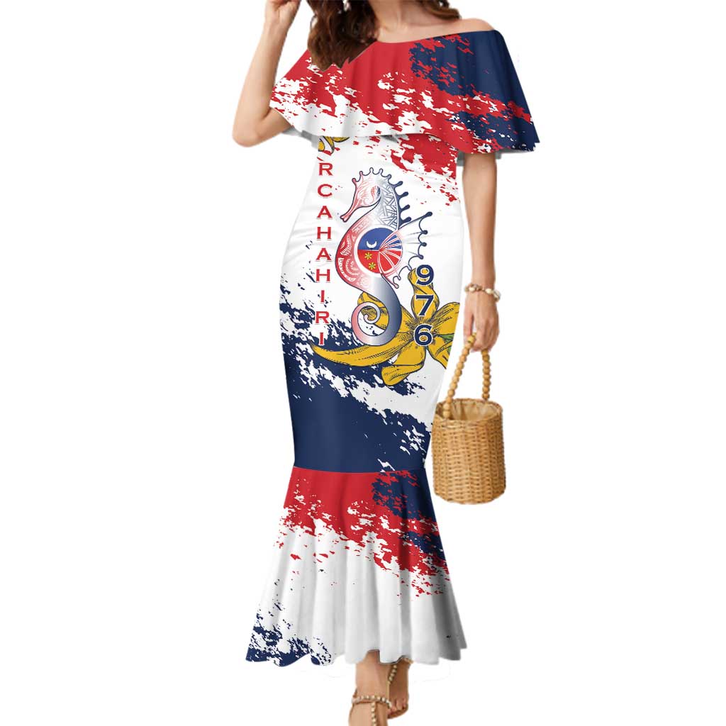 Ra Hachiri 976 Family Matching Mermaid Dress and Hawaiian Shirt Mayotte Map With Ylang Ylang