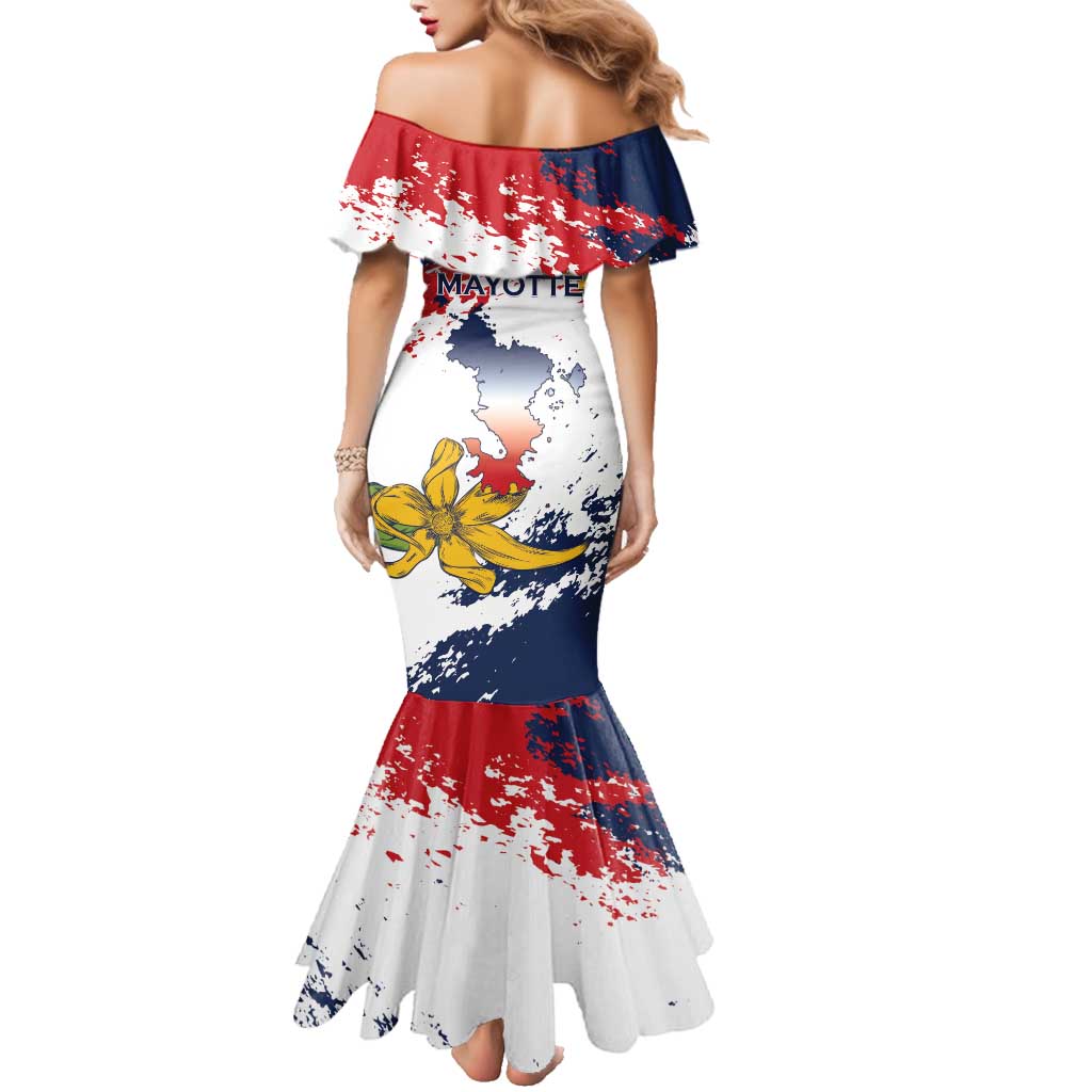 Ra Hachiri 976 Family Matching Mermaid Dress and Hawaiian Shirt Mayotte Map With Ylang Ylang