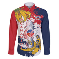 Ra Hachiri 976 Family Matching Off The Shoulder Long Sleeve Dress and Hawaiian Shirt Mayotte Map With Ylang Ylang