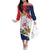 Ra Hachiri 976 Family Matching Off The Shoulder Long Sleeve Dress and Hawaiian Shirt Mayotte Map With Ylang Ylang