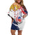 Ra Hachiri 976 Family Matching Off Shoulder Short Dress and Hawaiian Shirt Mayotte Map With Ylang Ylang