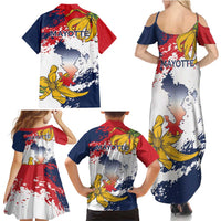 Ra Hachiri 976 Family Matching Summer Maxi Dress and Hawaiian Shirt Mayotte Map With Ylang Ylang