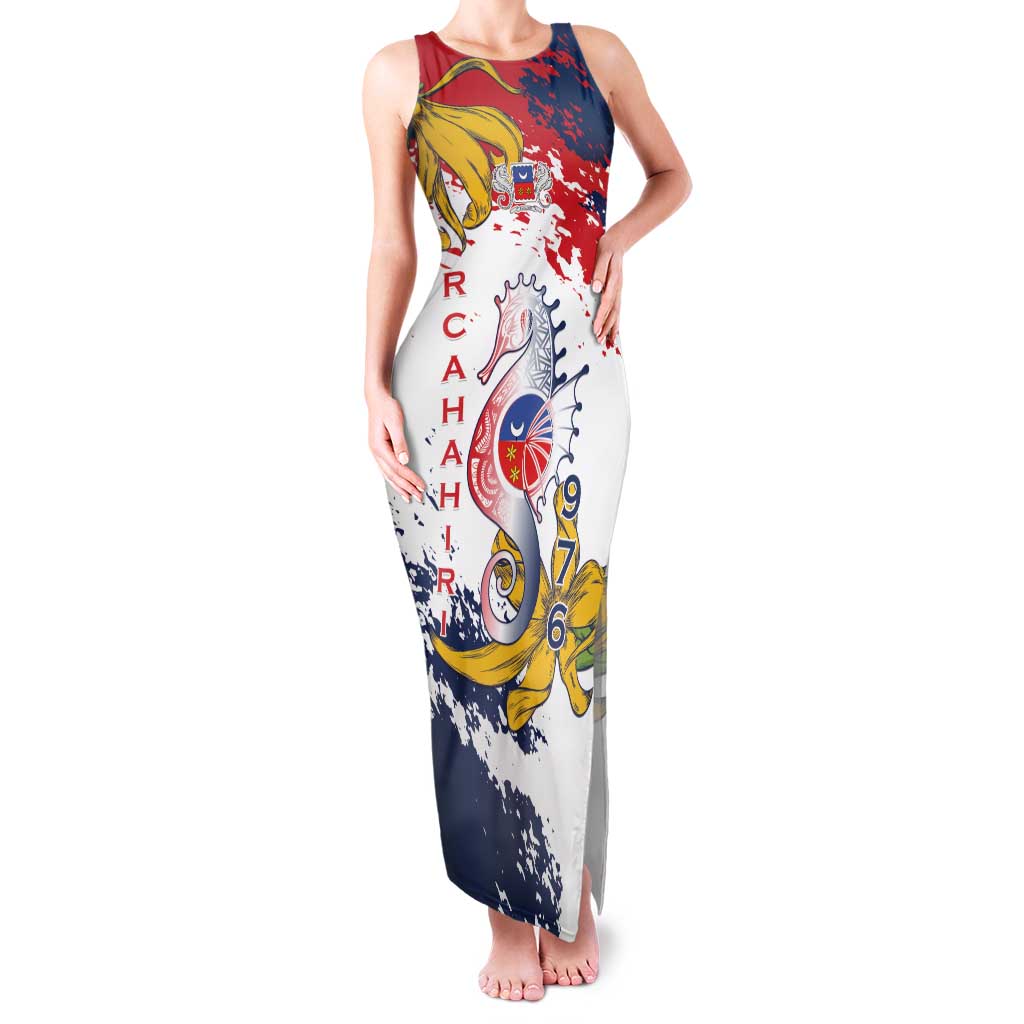 Ra Hachiri 976 Family Matching Tank Maxi Dress and Hawaiian Shirt Mayotte Map With Ylang Ylang