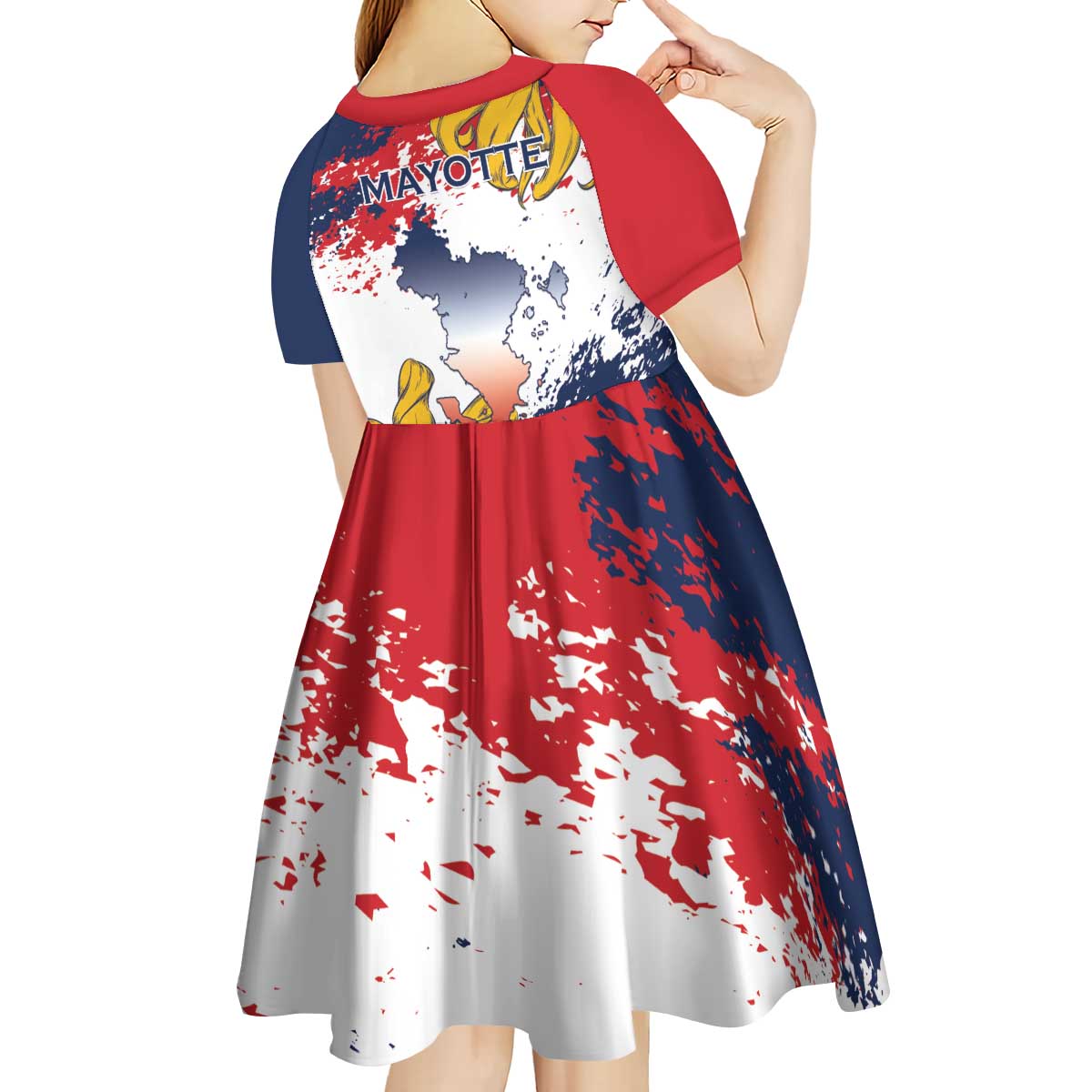 Ra Hachiri 976 Kid Short Sleeve Dress Mayotte Map With Ylang Ylang