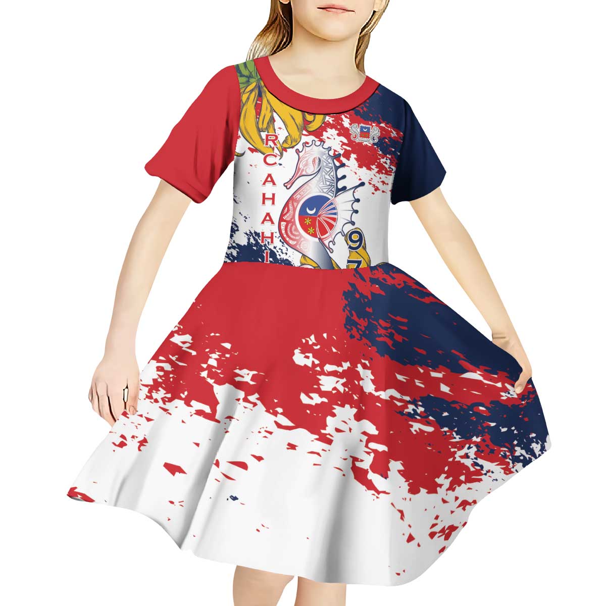 Ra Hachiri 976 Kid Short Sleeve Dress Mayotte Map With Ylang Ylang