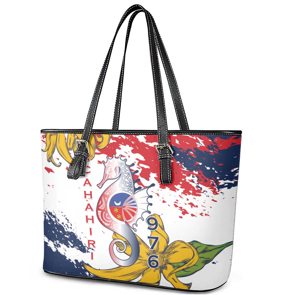 Ra Hachiri 976 Leather Tote Bag Mayotte Map With Ylang Ylang