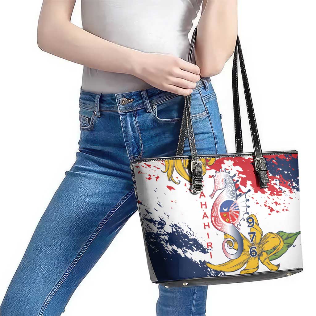 Ra Hachiri 976 Leather Tote Bag Mayotte Map With Ylang Ylang
