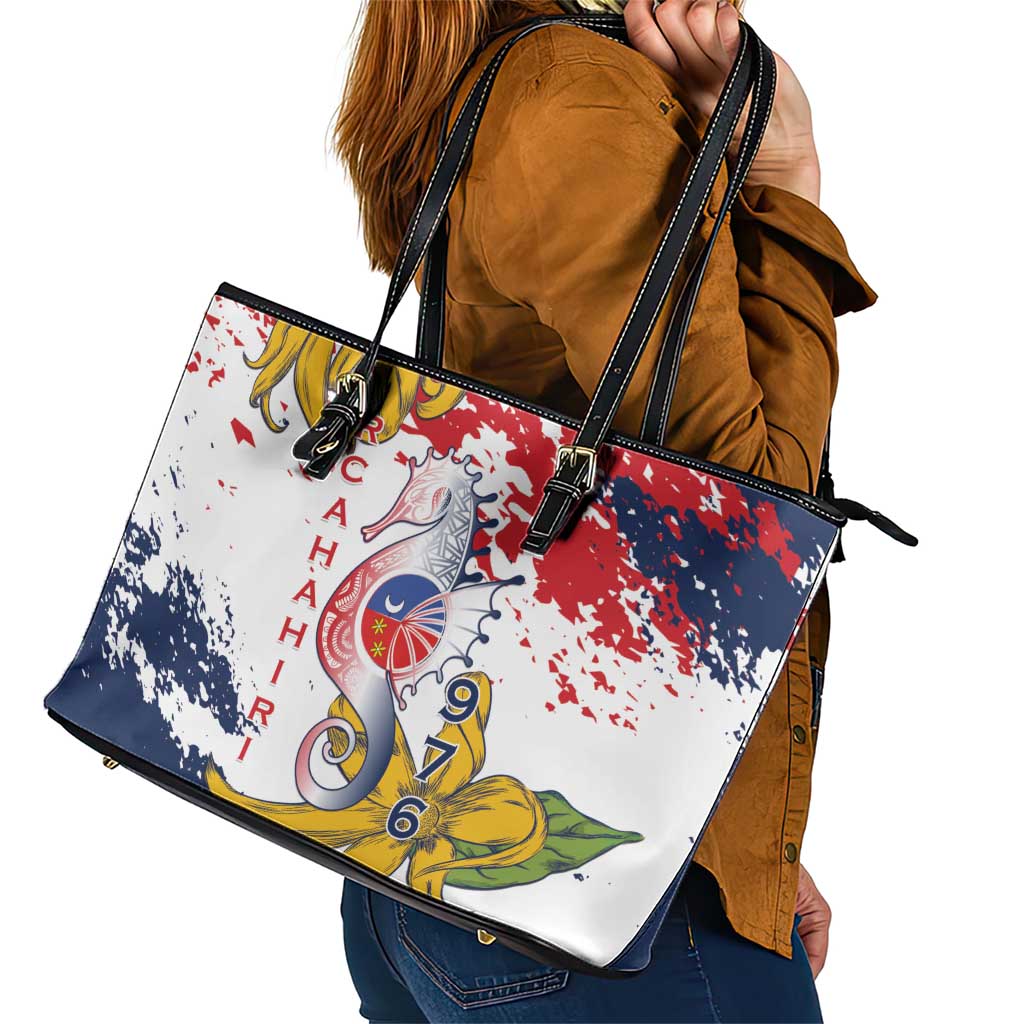 Ra Hachiri 976 Leather Tote Bag Mayotte Map With Ylang Ylang