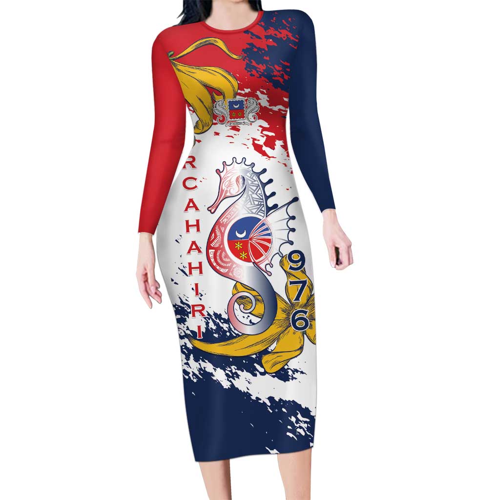 Ra Hachiri 976 Long Sleeve Bodycon Dress Mayotte Map With Ylang Ylang