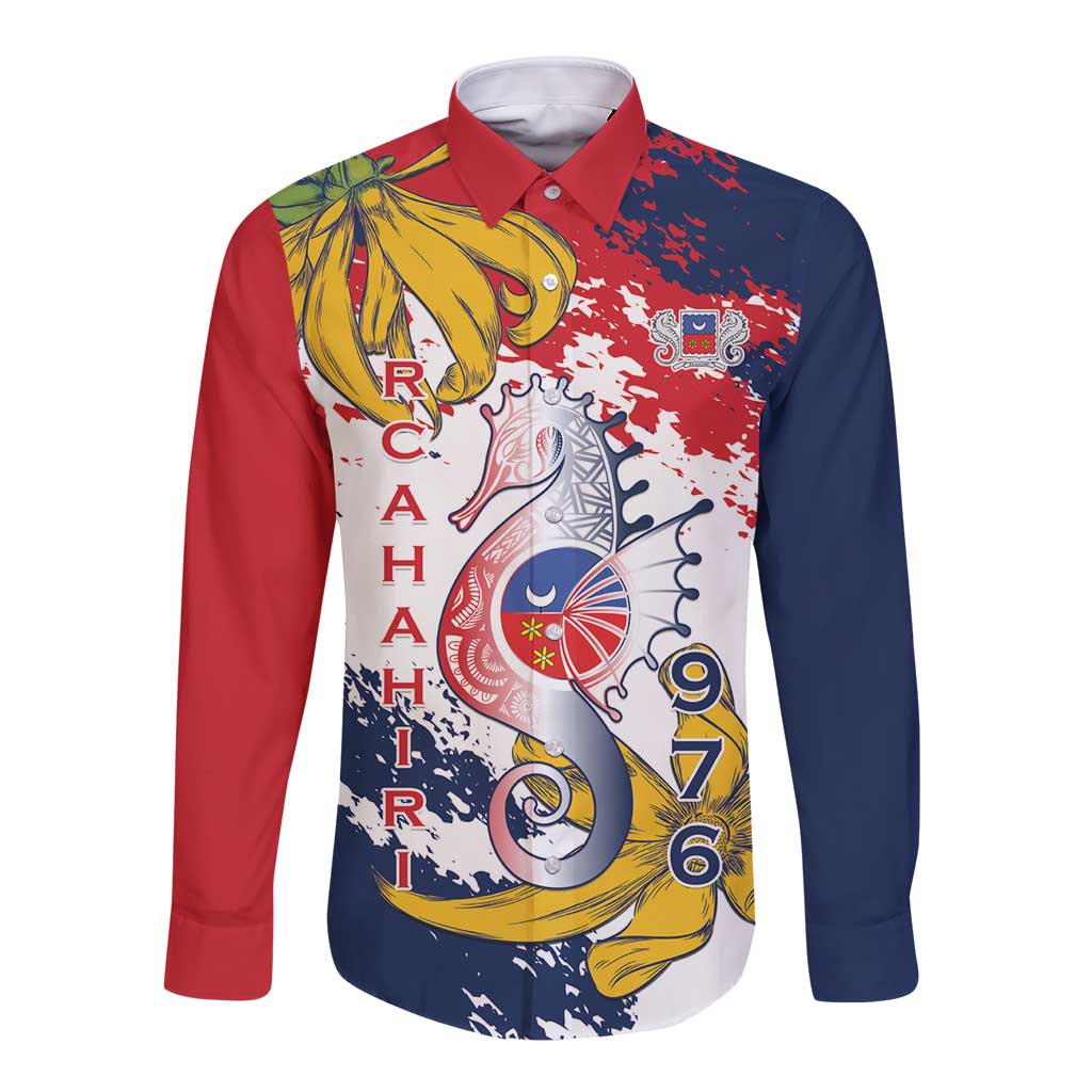 Ra Hachiri 976 Long Sleeve Button Shirt Mayotte Map With Ylang Ylang