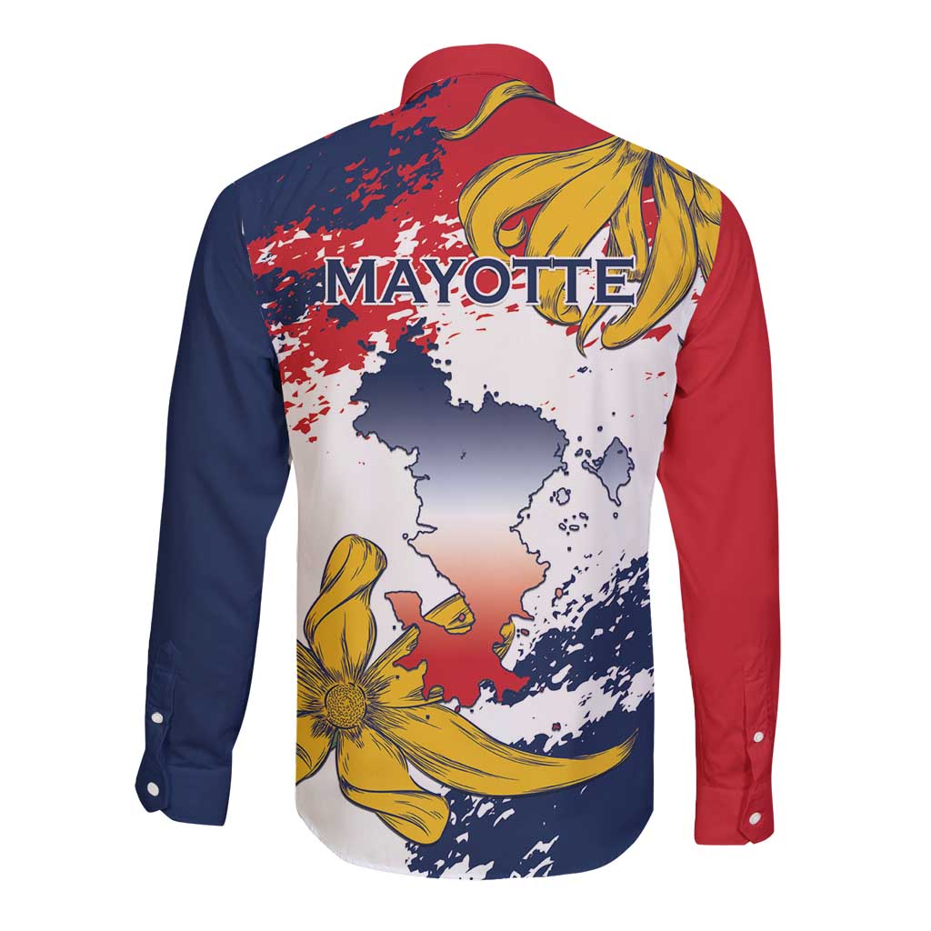 Ra Hachiri 976 Long Sleeve Button Shirt Mayotte Map With Ylang Ylang