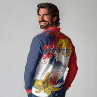 Ra Hachiri 976 Long Sleeve Polo Shirt Mayotte Map With Ylang Ylang