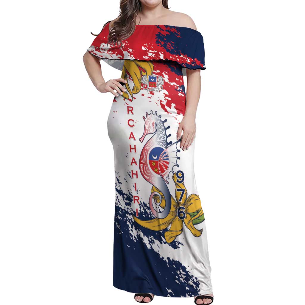 Ra Hachiri 976 Off Shoulder Maxi Dress Mayotte Map With Ylang Ylang