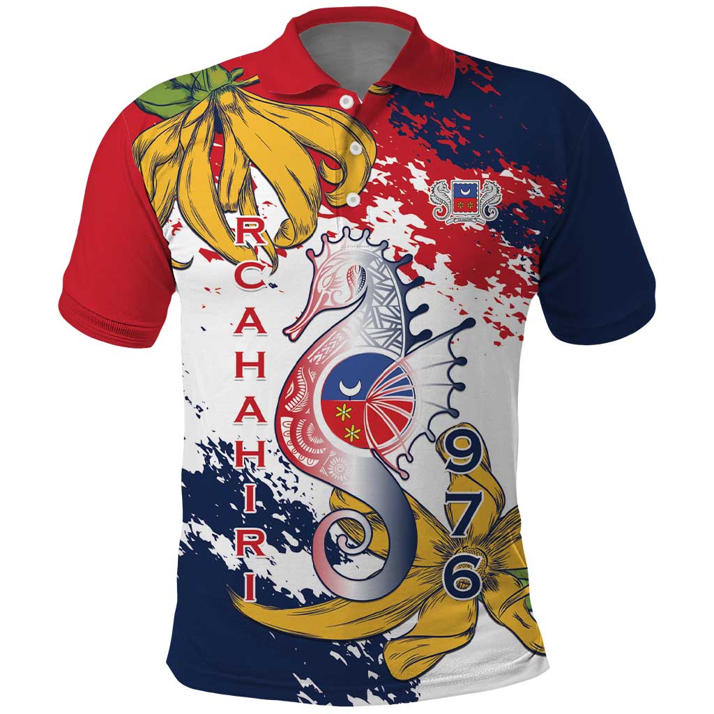 Ra Hachiri 976 Polo Shirt Mayotte Map With Ylang Ylang