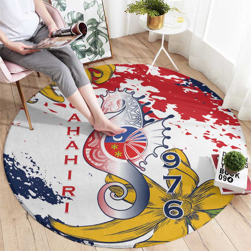 Ra Hachiri 976 Round Carpet Mayotte Map With Ylang Ylang