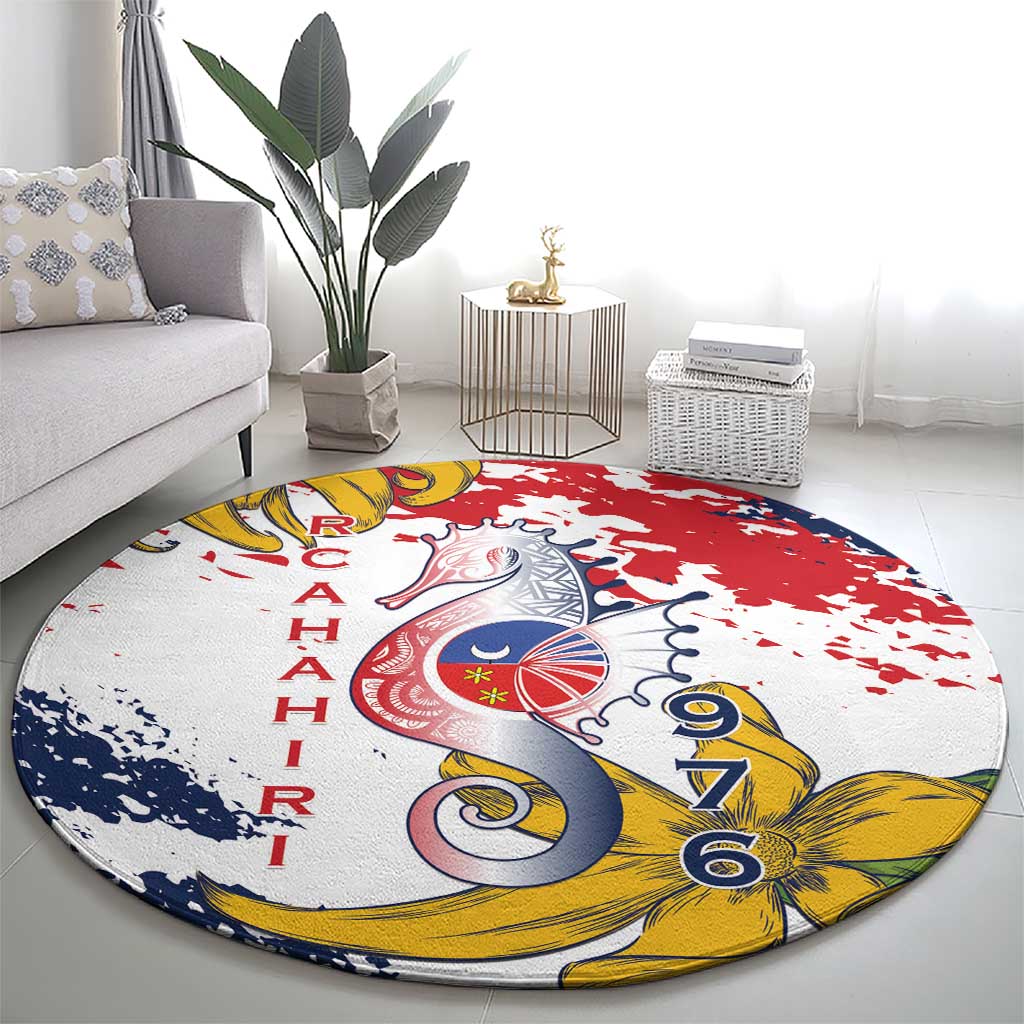 Ra Hachiri 976 Round Carpet Mayotte Map With Ylang Ylang