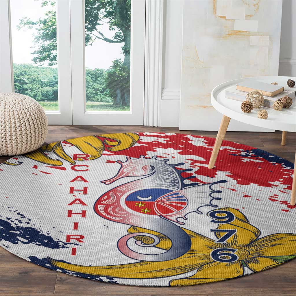 Ra Hachiri 976 Round Carpet Mayotte Map With Ylang Ylang