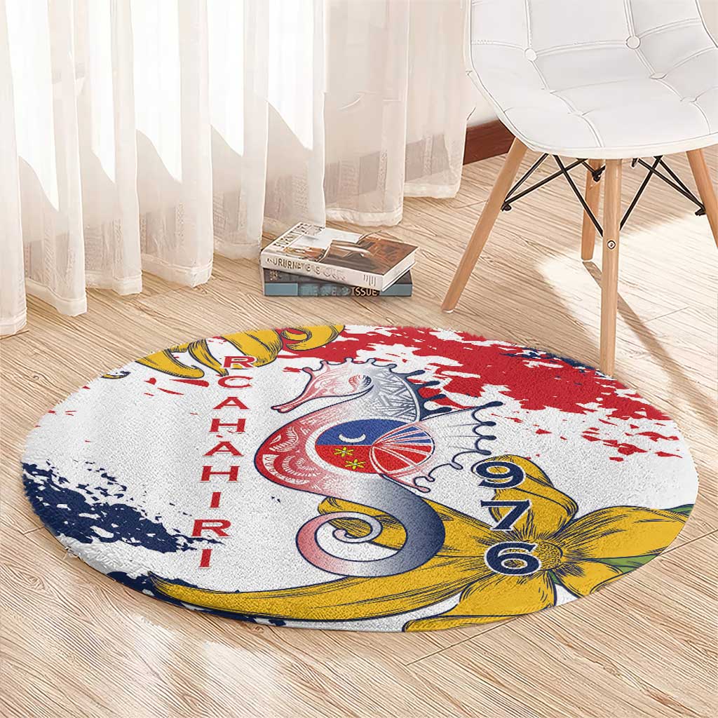 Ra Hachiri 976 Round Carpet Mayotte Map With Ylang Ylang