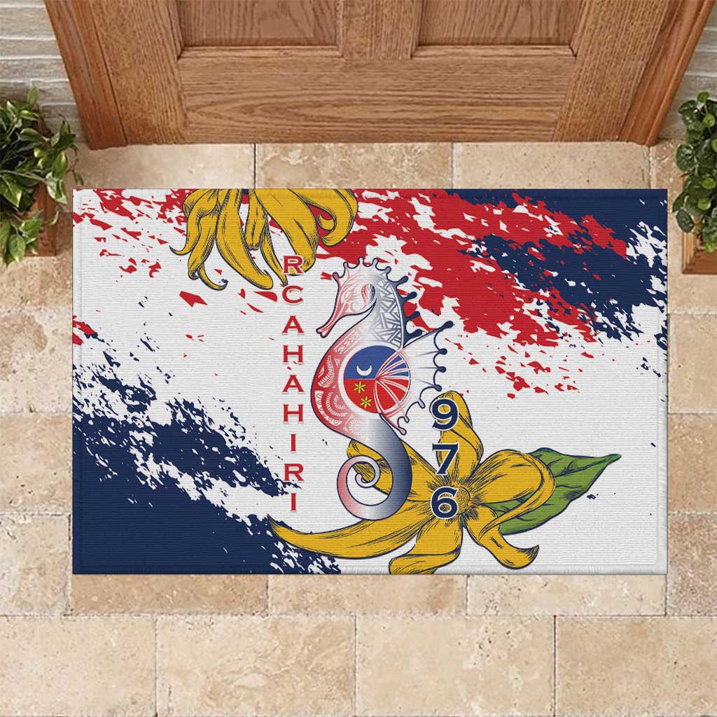 Ra Hachiri 976 Rubber Doormat Mayotte Map With Ylang Ylang