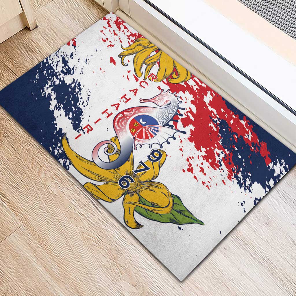 Ra Hachiri 976 Rubber Doormat Mayotte Map With Ylang Ylang