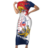 Ra Hachiri 976 Short Sleeve Bodycon Dress Mayotte Map With Ylang Ylang