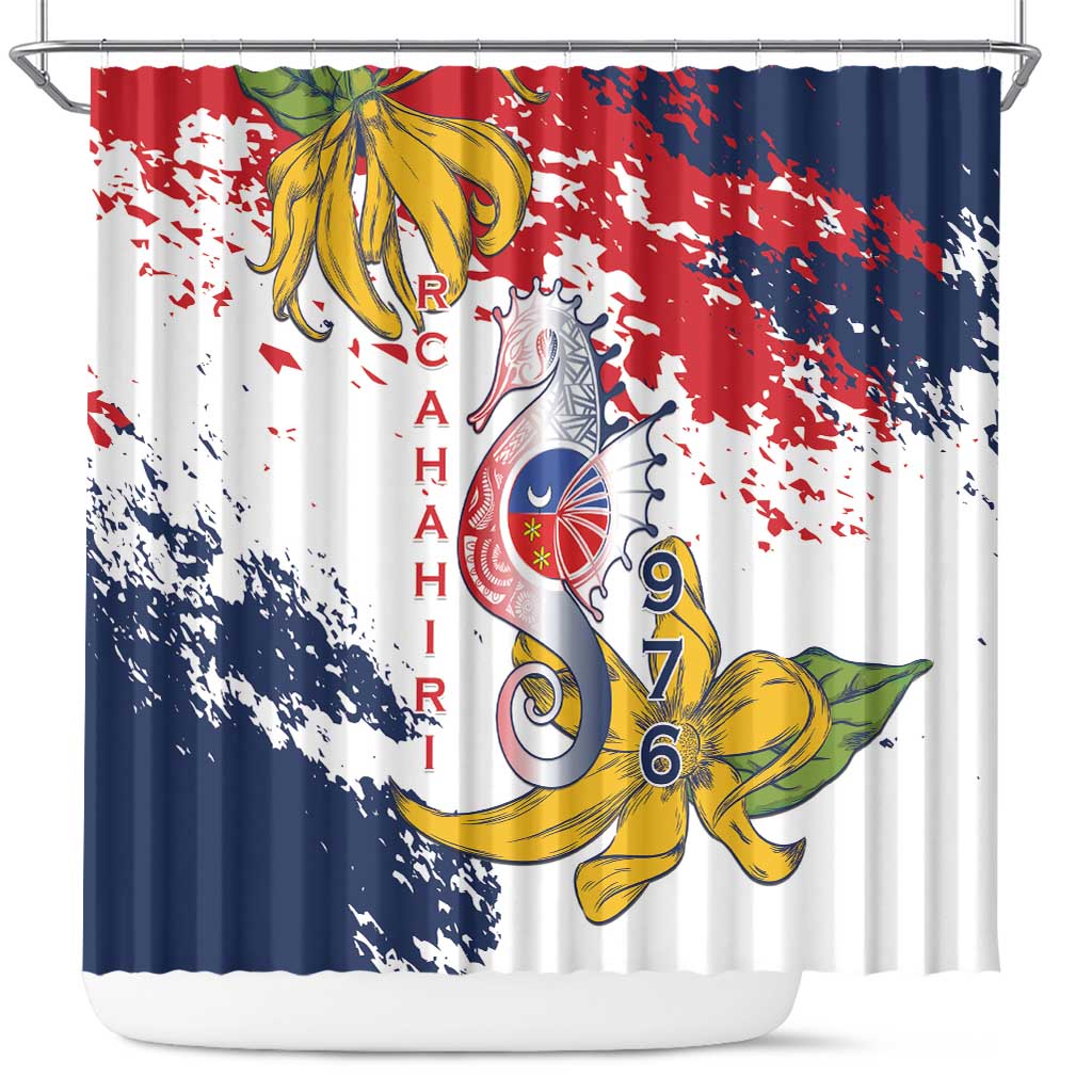 Ra Hachiri 976 Shower Curtain Mayotte Map With Ylang Ylang