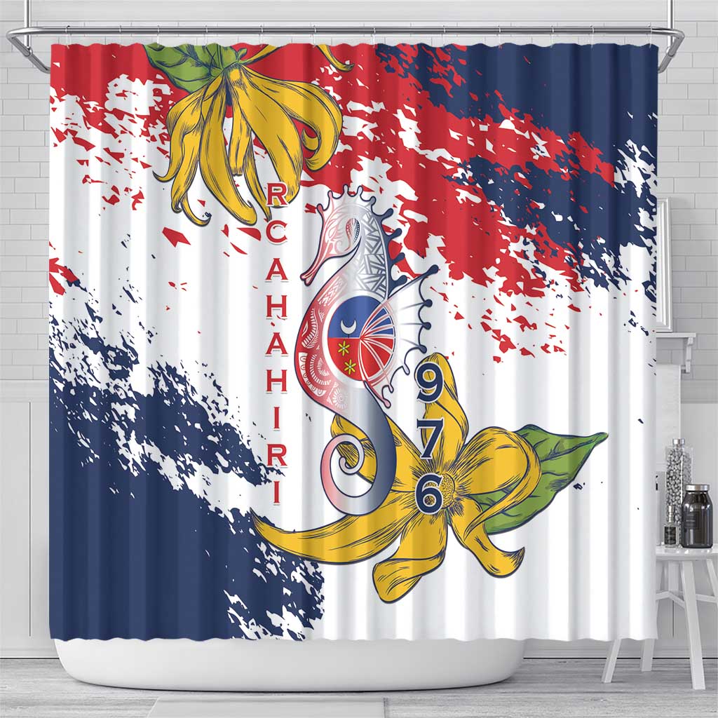 Ra Hachiri 976 Shower Curtain Mayotte Map With Ylang Ylang