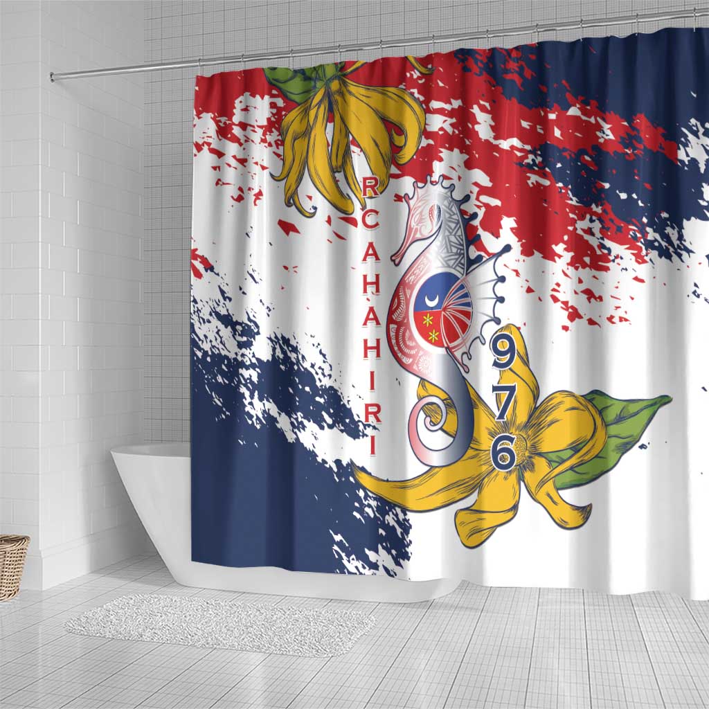 Ra Hachiri 976 Shower Curtain Mayotte Map With Ylang Ylang