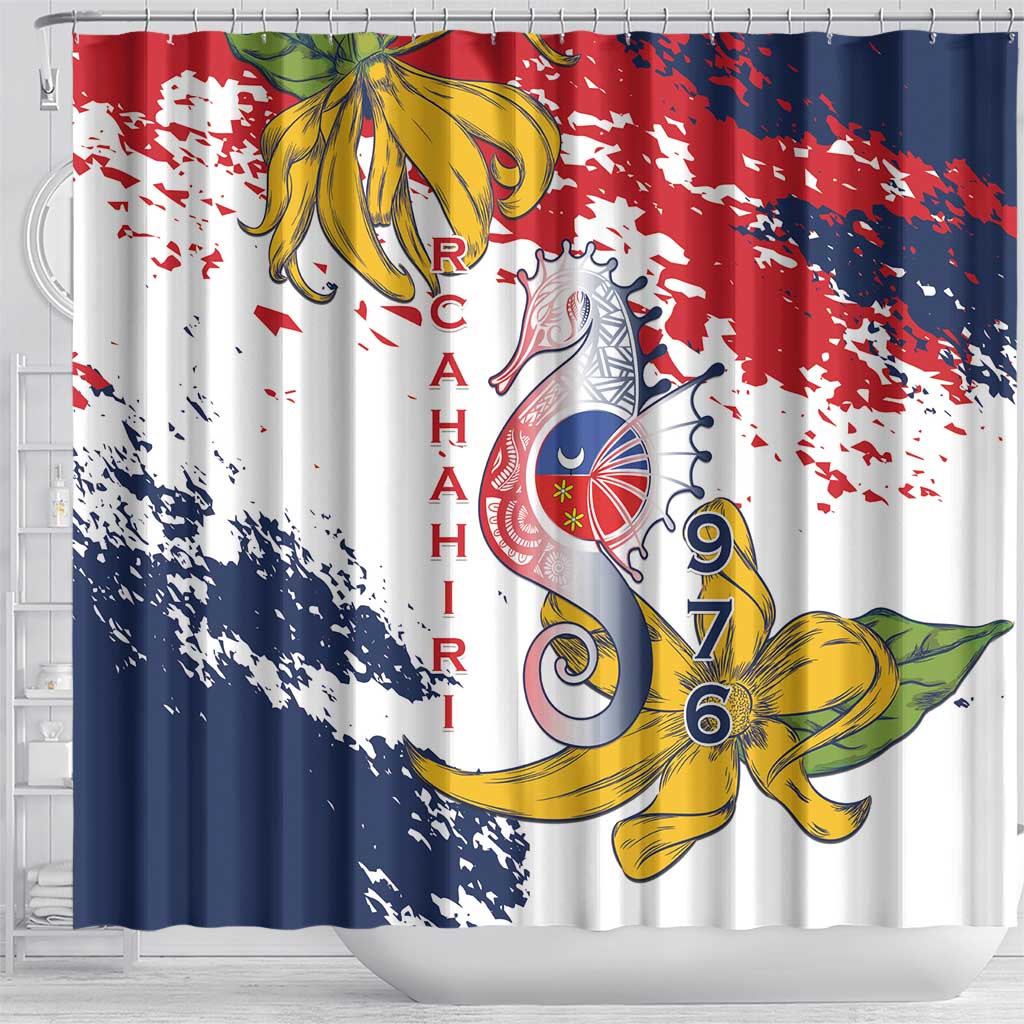 Ra Hachiri 976 Shower Curtain Mayotte Map With Ylang Ylang