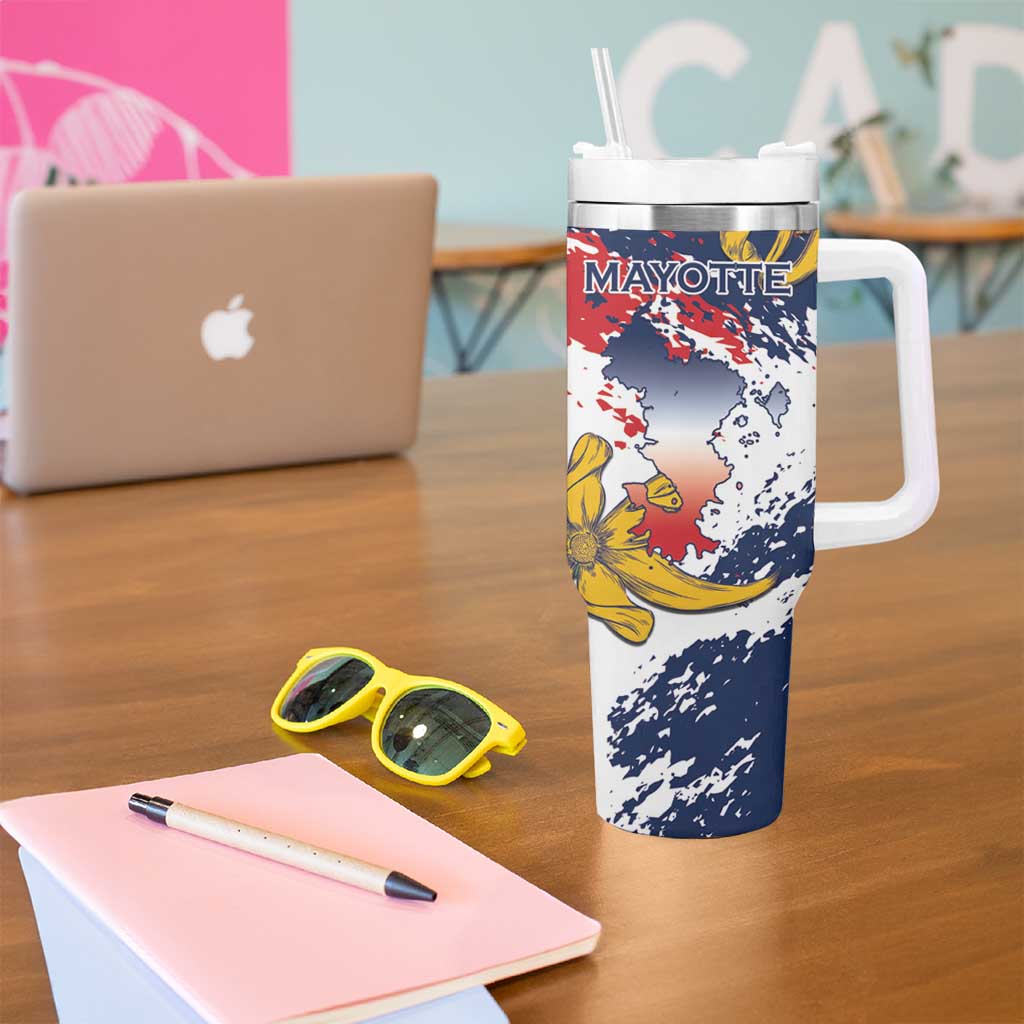 Ra Hachiri 976 Tumbler With Handle Mayotte Map With Ylang Ylang