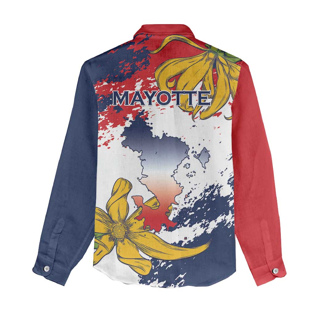 Ra Hachiri 976 Women Casual Shirt Mayotte Map With Ylang Ylang