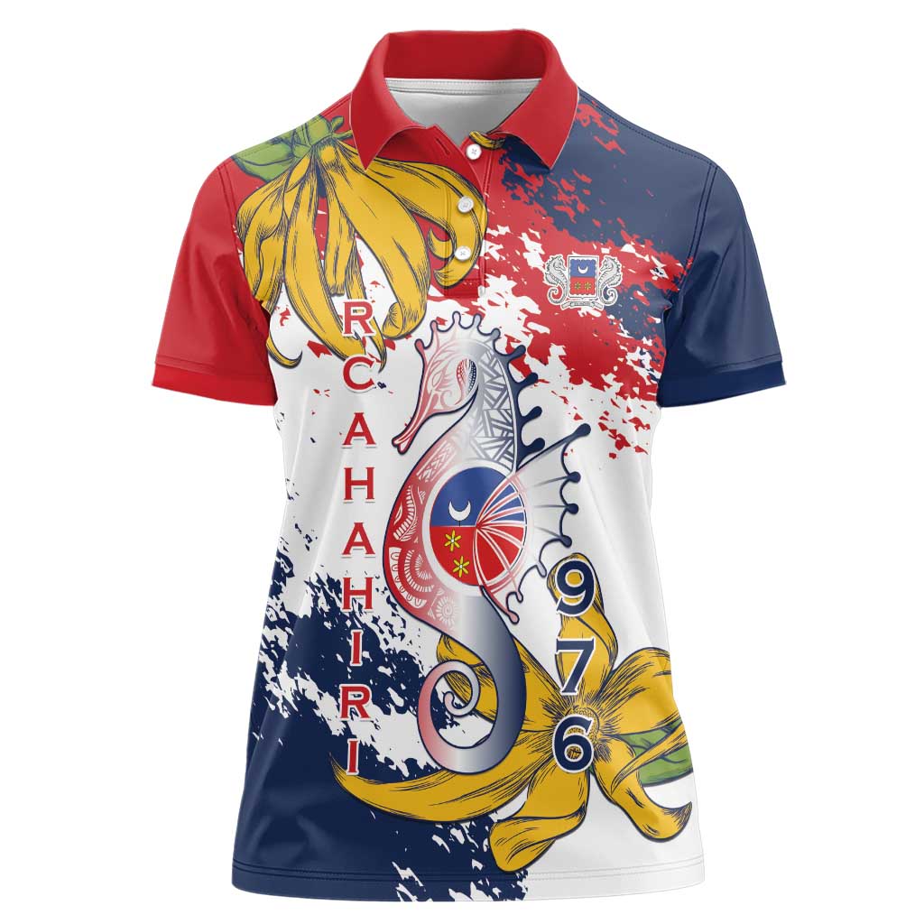 Ra Hachiri 976 Women Polo Shirt Mayotte Map With Ylang Ylang