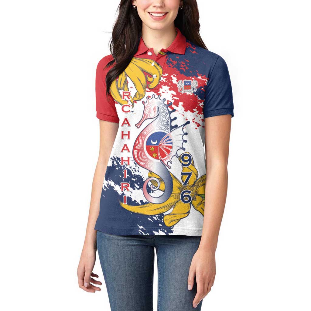 Ra Hachiri 976 Women Polo Shirt Mayotte Map With Ylang Ylang