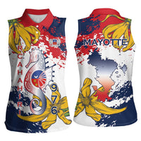 Ra Hachiri 976 Women Sleeveless Polo Shirt Mayotte Map With Ylang Ylang