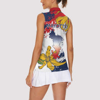 Ra Hachiri 976 Women Sleeveless Polo Shirt Mayotte Map With Ylang Ylang