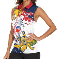 Ra Hachiri 976 Women Sleeveless Polo Shirt Mayotte Map With Ylang Ylang