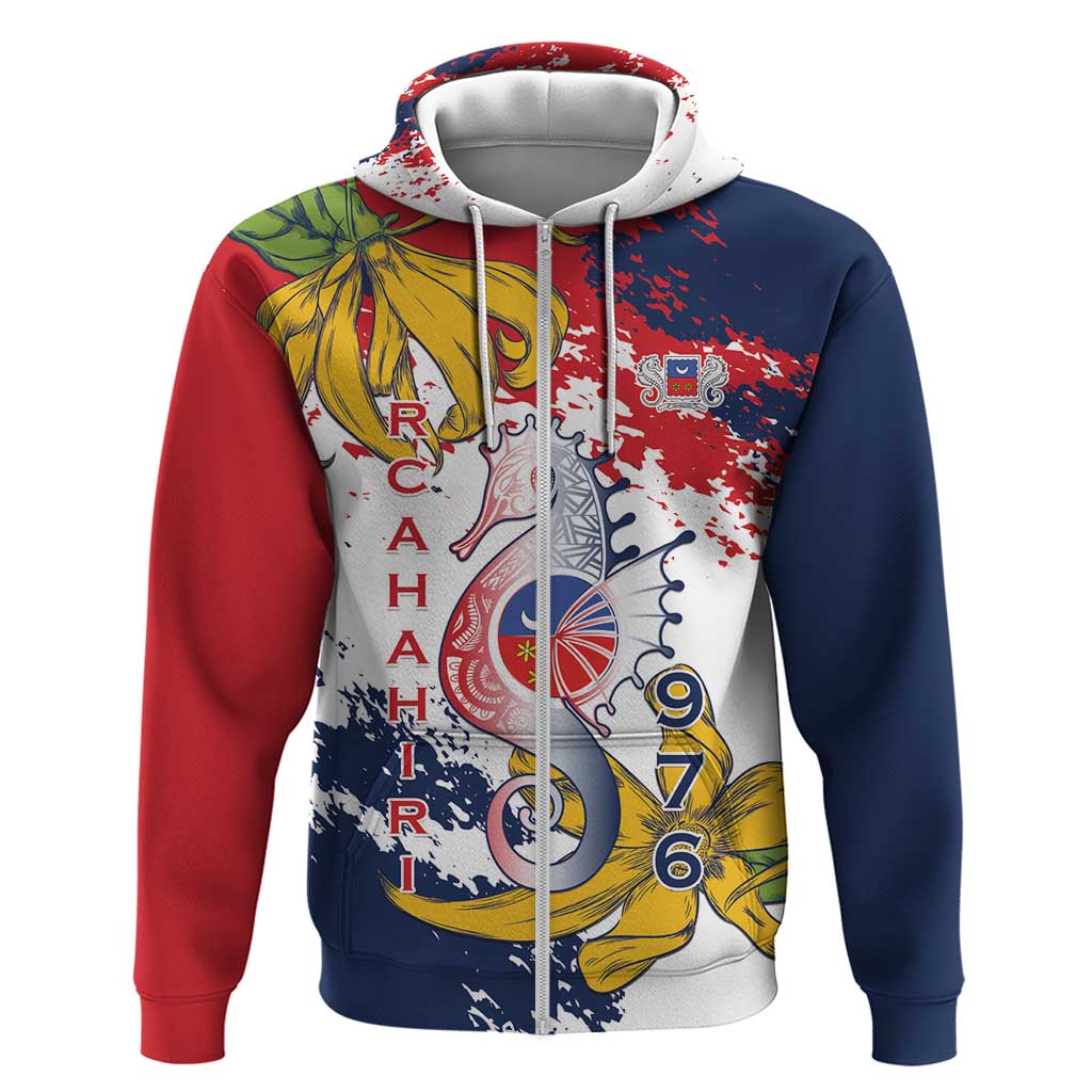 Ra Hachiri 976 Zip Hoodie Mayotte Map With Ylang Ylang